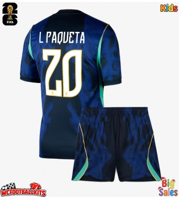 Brazil Lucas Paqueta #20 Replica Away Stadium Kit for Kids World Cup 2026 Short Sleeve (+ pants)